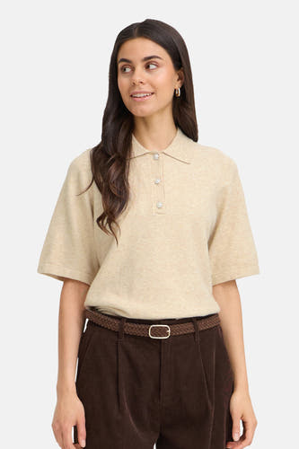 Pull col O beige - Fransa®