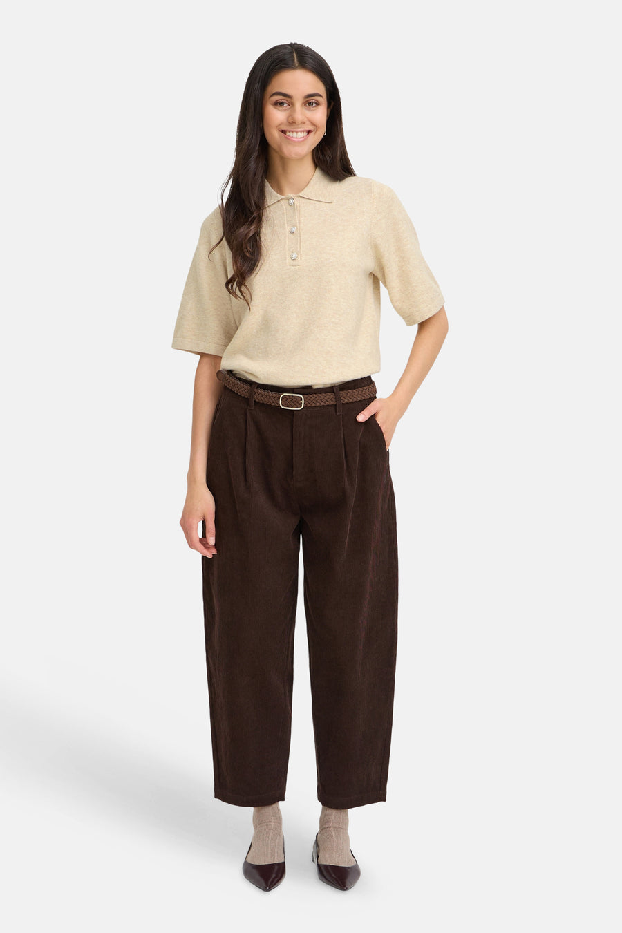 Pull col O beige - Fransa®