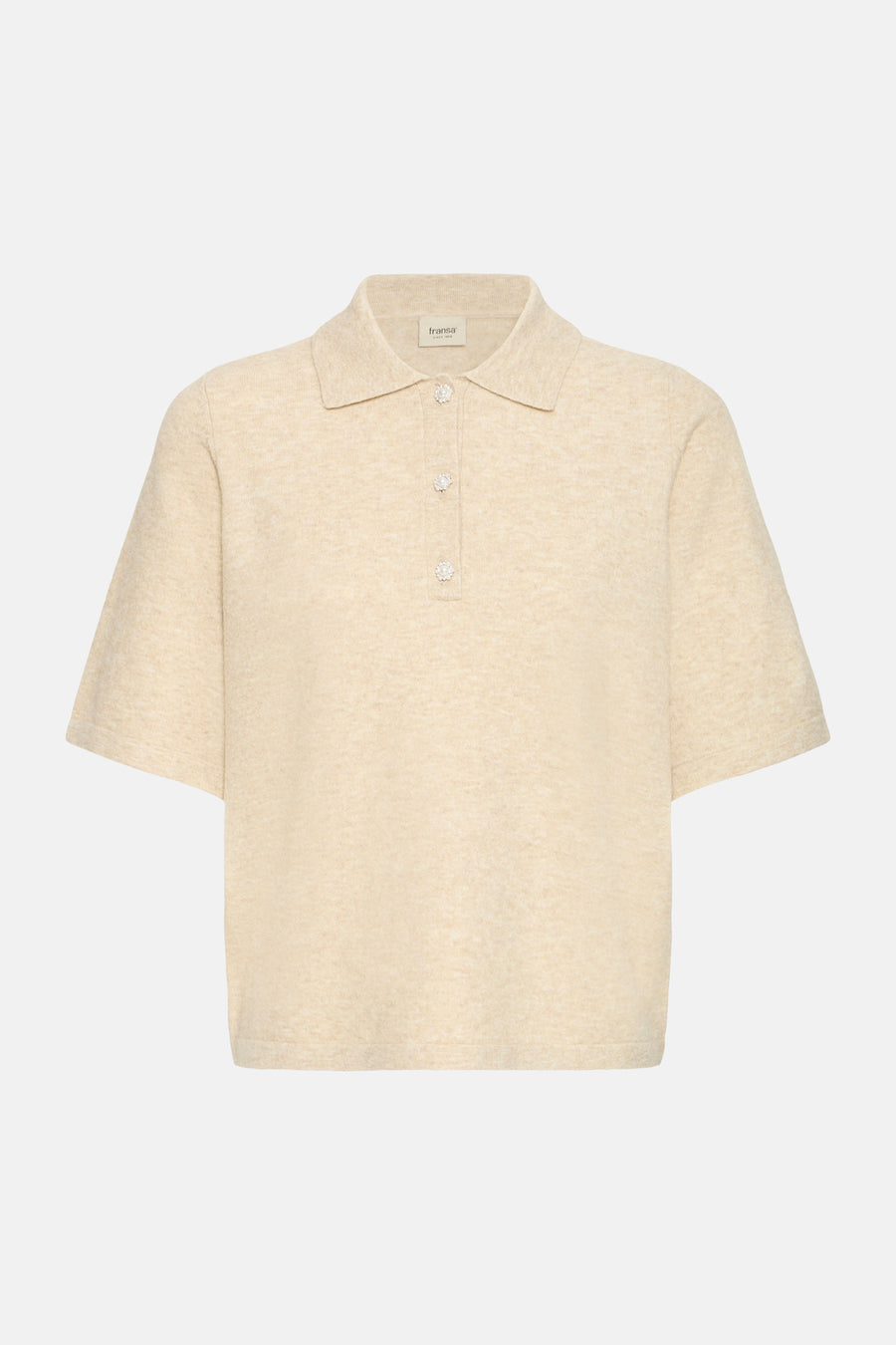 Pull col O beige - Fransa®