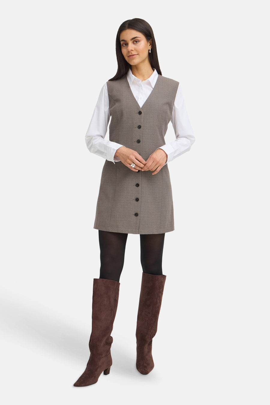 Robe à manches courtes - brun