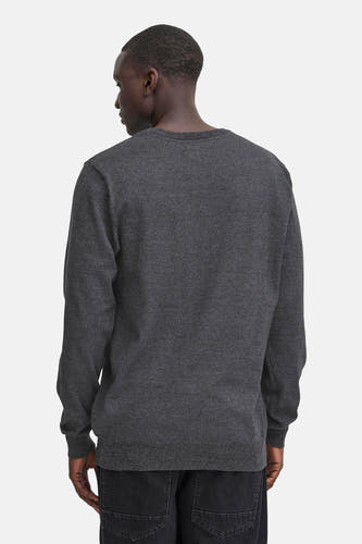 Grijsgekleurde pull met ronde hals van BLEND, achterkant gezien, met subtiele textuur.
