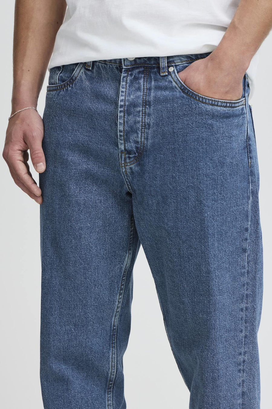 Jeans straight mid blue denim - SOLID - SOLID - 4