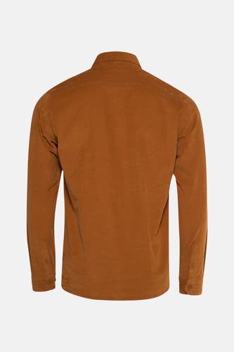 Chemise en corduroy orange à longues manches de SOLID, vue de l'arrière, avec un motif uni.