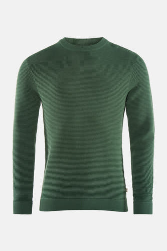 Groene trui met ronde hals van SOLID, met een fijn geribbelde textuur.

