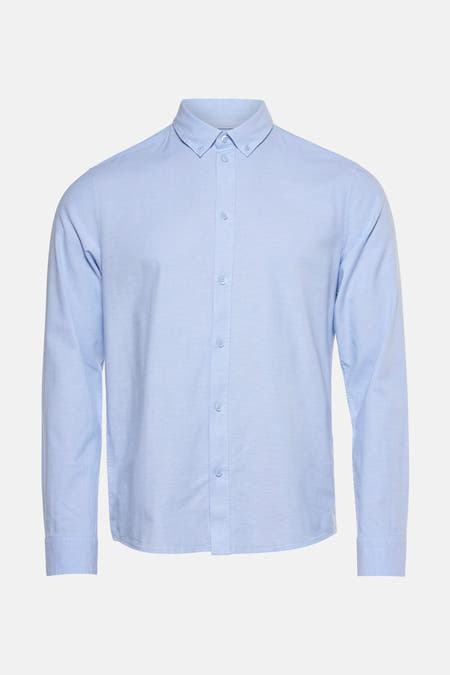 Blauw overhemd met lange mouwen van SOLID, effen en met een klassieke kraag.
