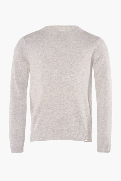 Sweat-shirt gris avec col rond de SOLID, dans une fine structure à côtes.