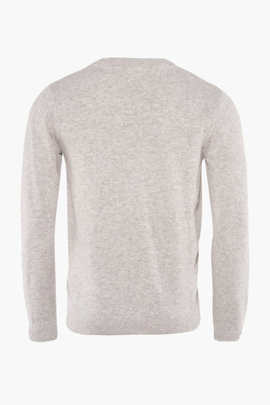 Sweat-shirt gris à col rond de SOLID, en une fine structure côtelée, vue arrière.