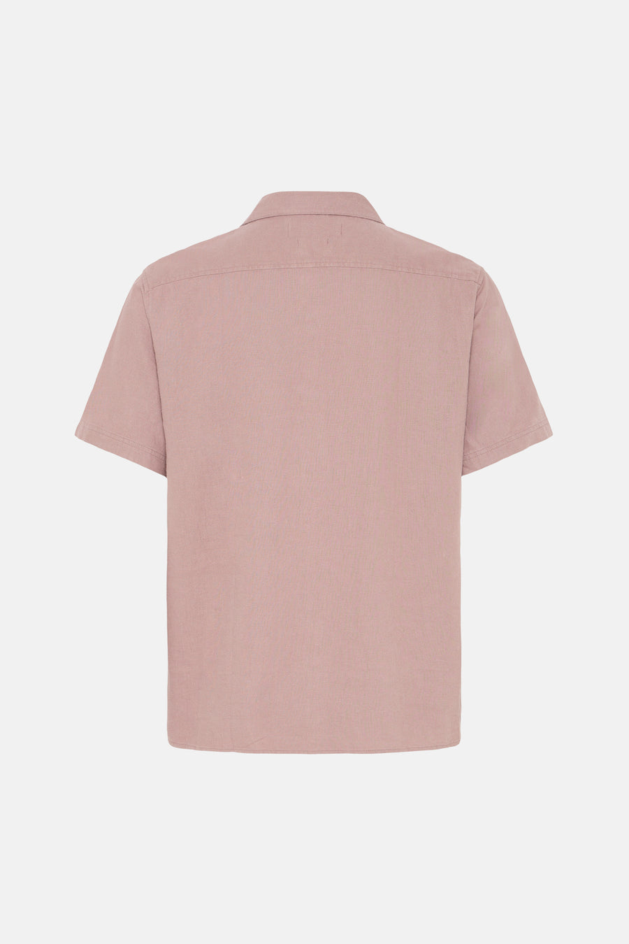 Roze hemd met korte mouwen van SOLID, gezien vanaf de achterkant, met kraag en subtiele textuur.