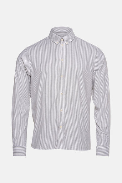 Chemise à rayures blanches et bleues avec longues manches de SOLID, avec col boutonné et col chemisier.