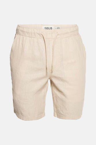 Beige court de SOLID, avec cordon et poches, fabriqué à partir d'une légère, tissée.