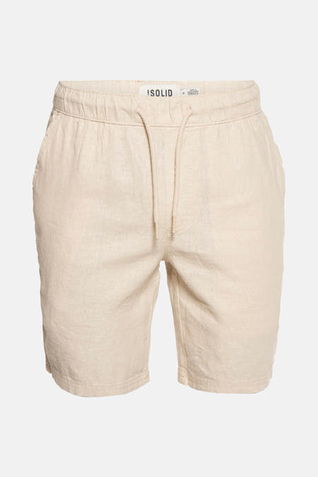 Beige court de SOLID, avec cordon et poches, fabriqué à partir d'une légère, tissée.