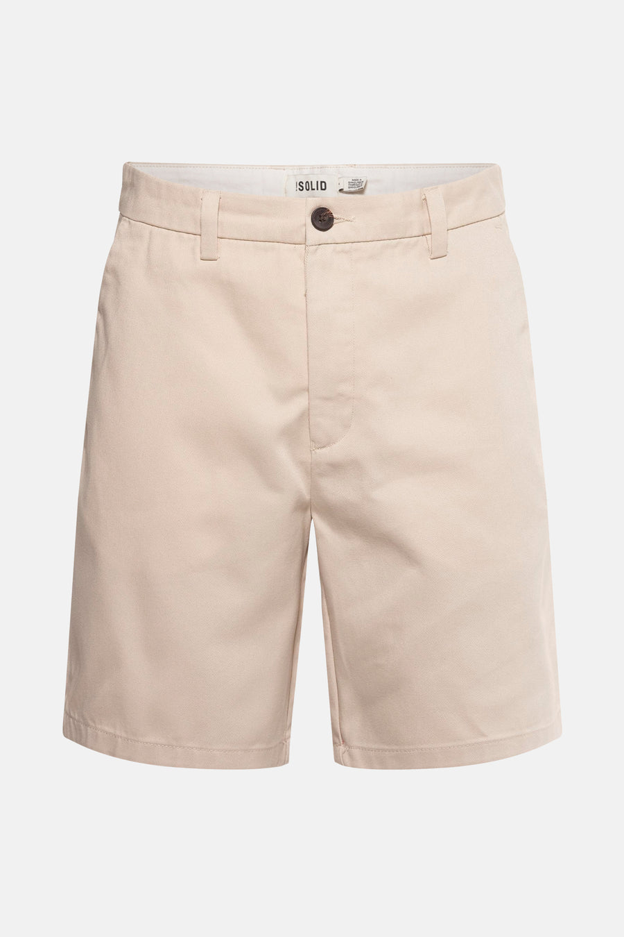 Ecrukleurige short van SOLID, met knoop en riemlussen.