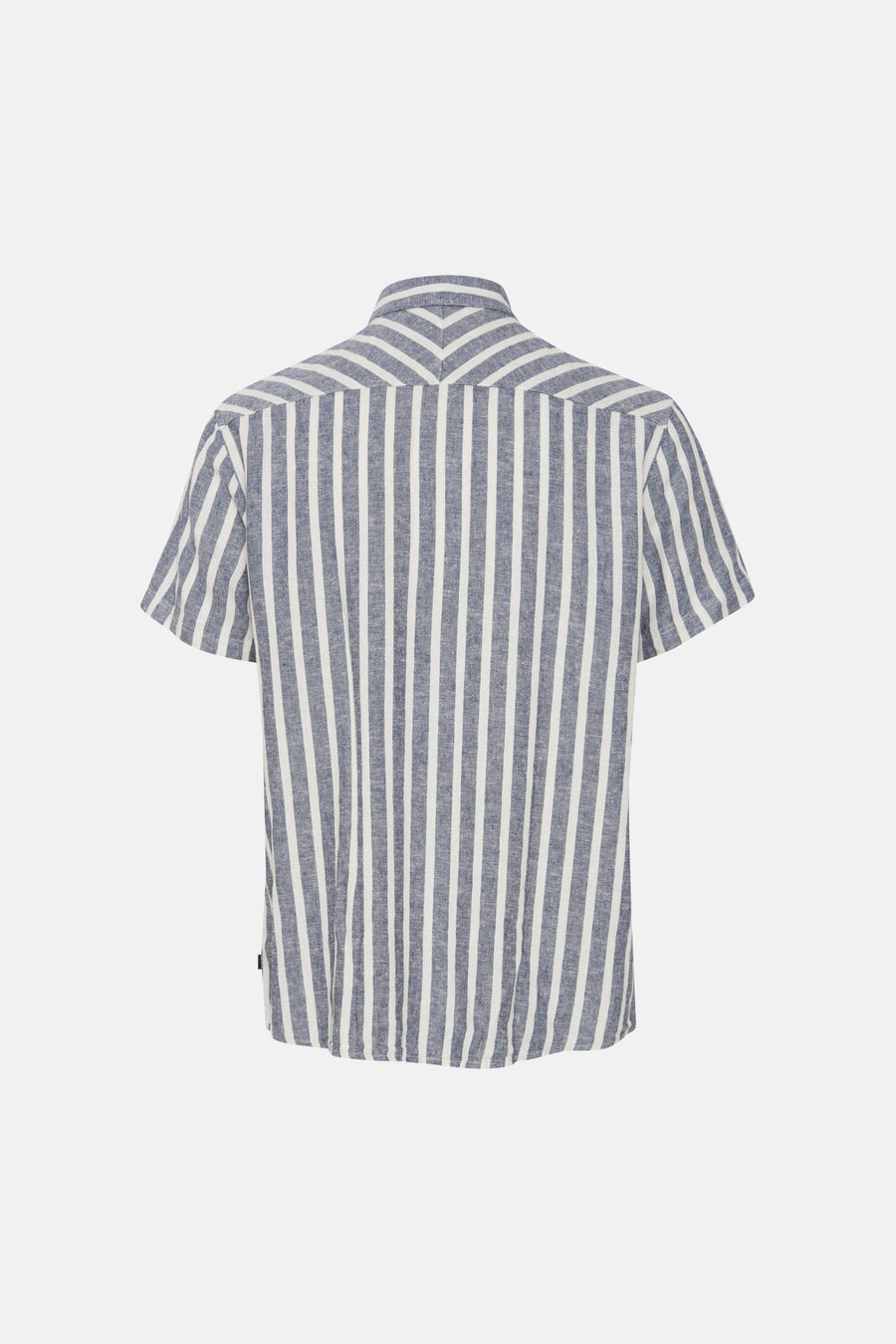 Chemise rayée bleue à manches courtes de SOLID, avec des rayures verticales et une coupe droite.