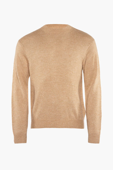 Gilet beige avec col rond de SOLID, en une texture fine tr un bord côtes.