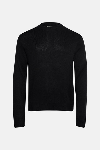 Gilet noir à col rond de SOLID, en tissu tricoté lisse.