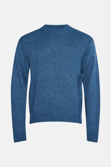 Sweat-shirt bleu de SOLID avec un, rond et une texture fine trtr trag élevé.