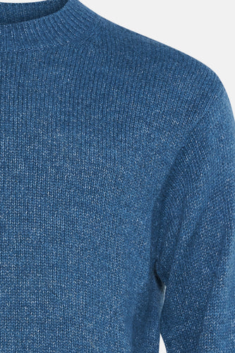 Pull met ronde hals - blauw - SOLID