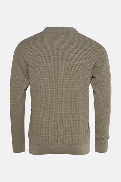 T-shirt vert avec col rond de SOLID, à structure à carreaux et longues manches.