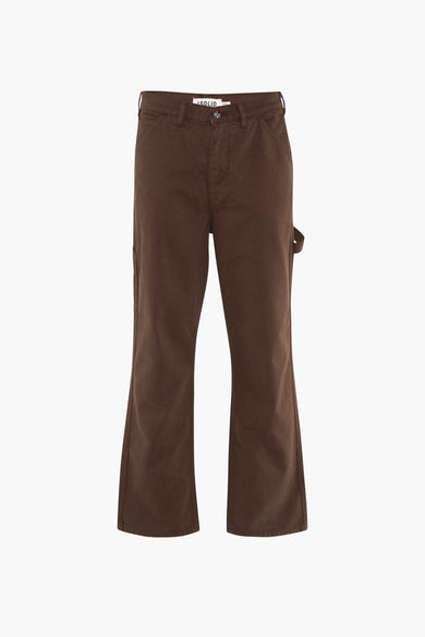 Bruine broek van SOLID, met steekzakken en gereedschapslus.