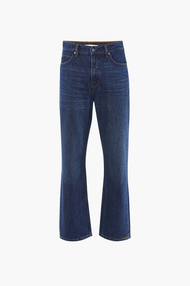 Donkerblauwe wijde jeans van SOLID met een klassieke denim textuur.
