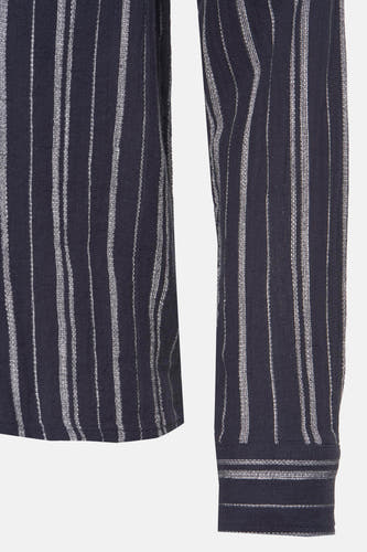Blauw overhemd met lange mouwen van SOLID, met een verticaal gestreept patroon en een manchet met knoop.