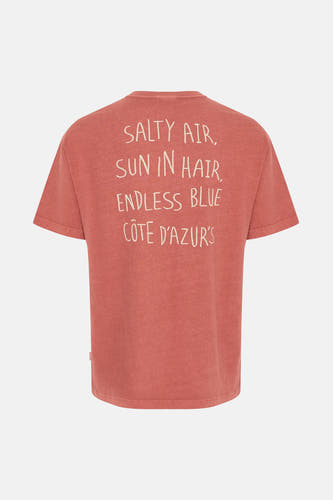 Rood T-shirt met korte mouwen van SOLID, met tekstprint op de achterkant.
