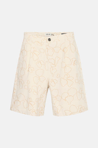 Beige korte broek van SOLID met geborduurde bloemmotieven.