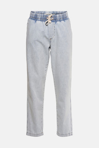 Lichtblauwe denim jeans van SOLID met elastische tailleband en trekkoord.
