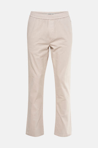 Pantalon écru de SOLID avec ce taille élastique, tissu lisse et jambes droites.