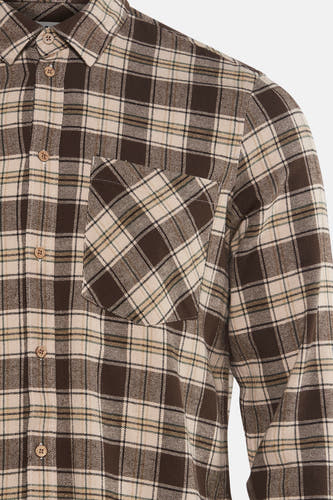 Chemise brune à longues manches de SOLID, avec un motif rayé et une poche poitrine.