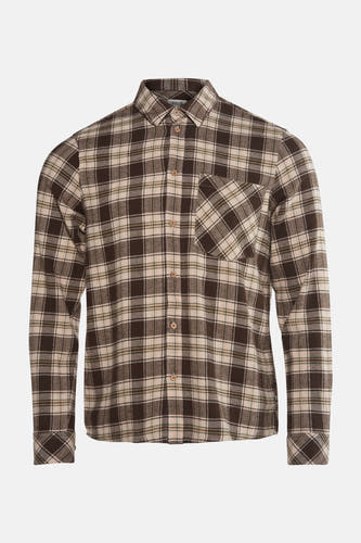 Chemise brune à longues manches de SOLID, avec une impression imprimée et un poche poitrine.