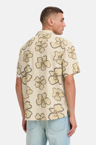 Chemise beige à manches courtes de SOLID, avec un motif floral.