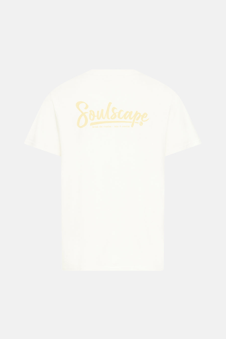 T-shirt blanc à manches courtes de SOLID, avec imprimé Soulscape sur le dos.
