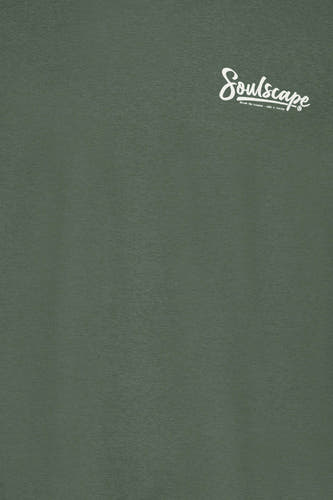 Groen T-shirt met korte mouwen van SOLID, met een witte tekstprint op de borst.

