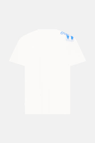 T-shirt blanc à manches courtes de SOLID, avec une illustration bleue sur la poitrine.