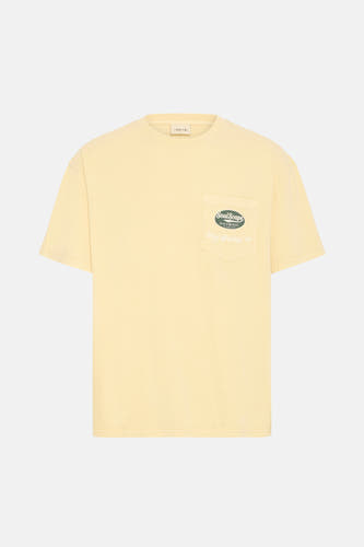 T-shirt jaune à manches courtes de SOLID, en tissu uni et avec un col rond.