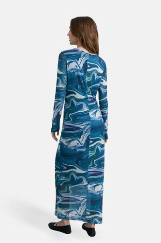 Kleedje met lange mouwen - blauw