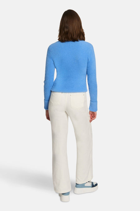 Pull met V-hals - blauw