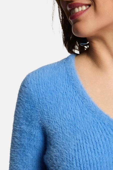 Pull met V-hals - blauw