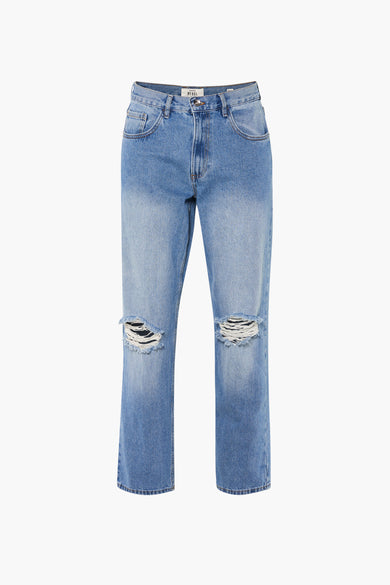 Jean &agrave; coupe droite - bleu