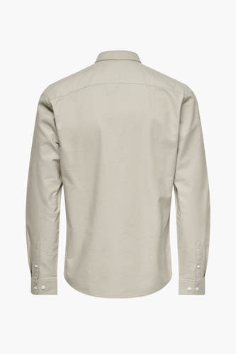 Taupekleurig overhemd met lange mouwen van ONLY & SONS, rugaanzicht met knoopsluiting.