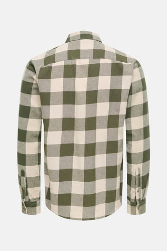 Groen overhemd met lange mouwen van ONLY & SONS®, geruit patroon, achterkant weergegeven.
