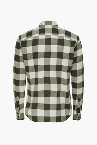 Groen overhemd met lange mouwen van ONLY & SONS®, met een zwart-wit blokpatroon.