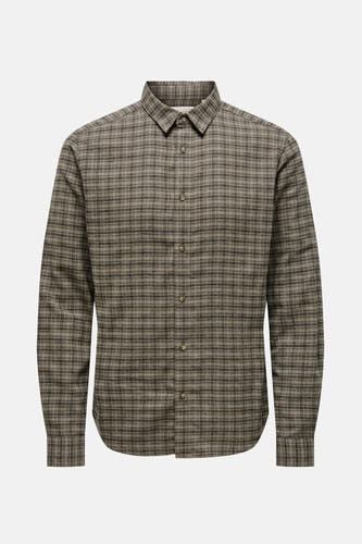 Bruin overhemd met lange mouwen van ONLY & SONS, met een geruit patroon en knoopsluiting.