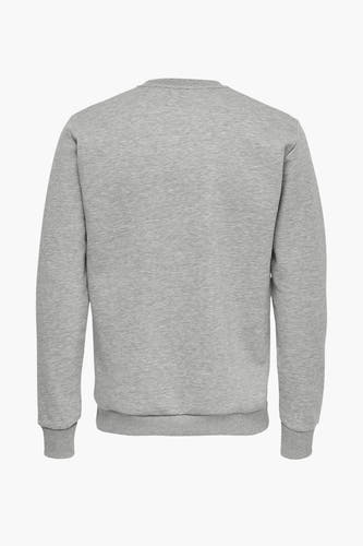 Grijze sweater van ONLY & SONS®, met lange mouwen en een ronde hals, rugzijde.