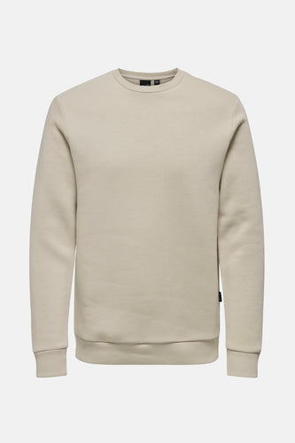 Beige sweatshirt met lange mouwen.