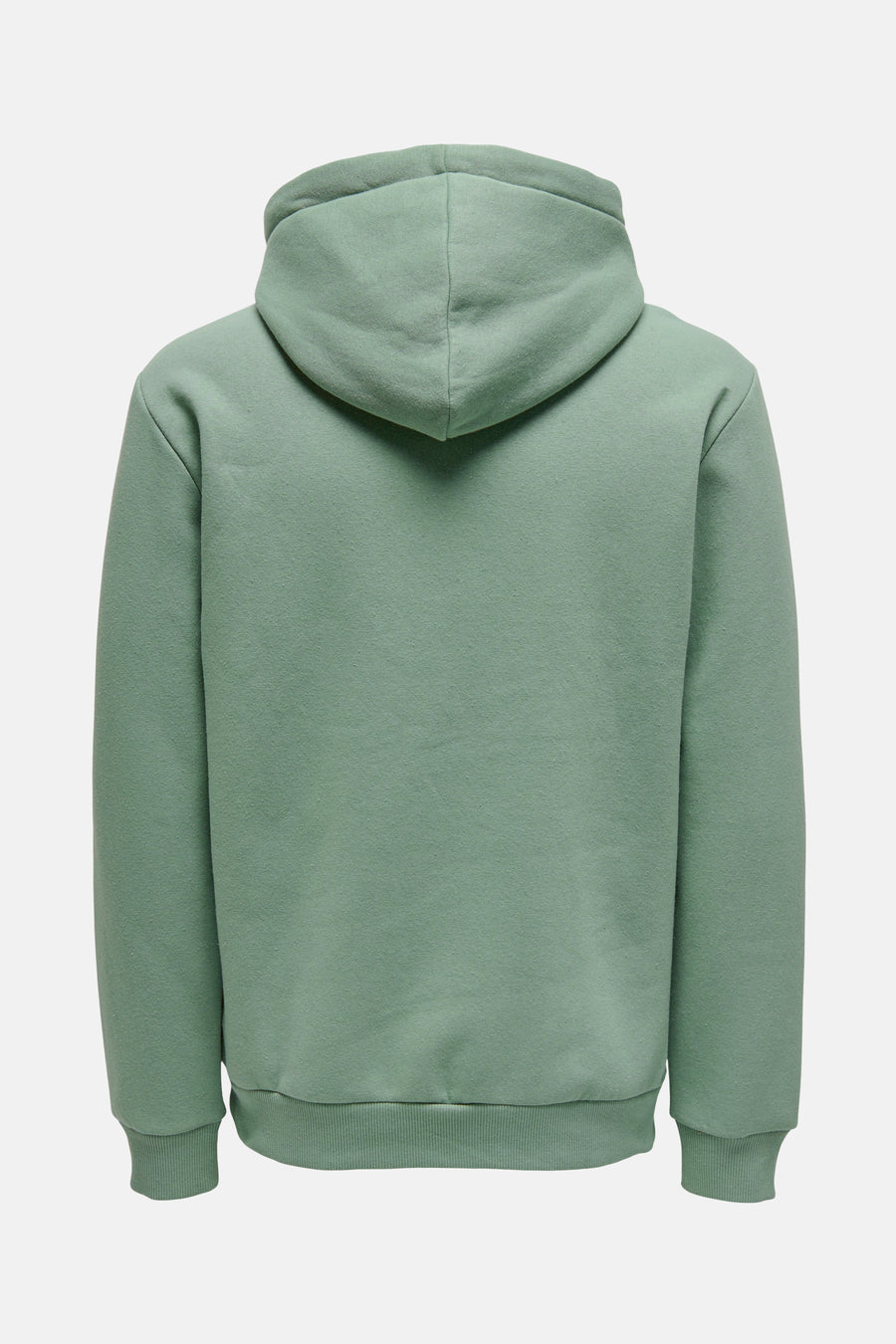 Pull-over vert de ONLY & SONS, avec capuche, à manches longues et en couleur unie, vu de dos.