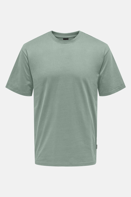 Groen T-shirt met korte mouwen van ONLY & SONS®, effen van kleur en casual model.
