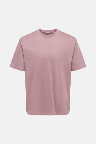 T-shirt rose de ONLY & SONS®, design uni, col rond.