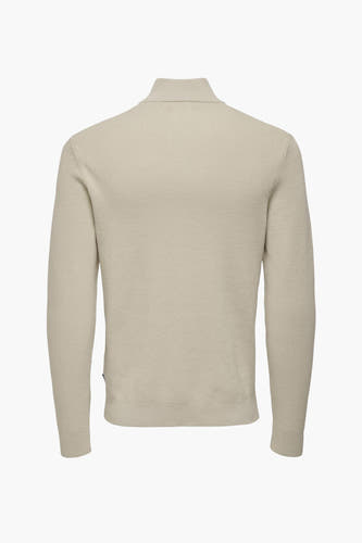 Ecru trui met rolkraag van ONLY & SONS, geribde textuur, lange mouwen en effen design.
